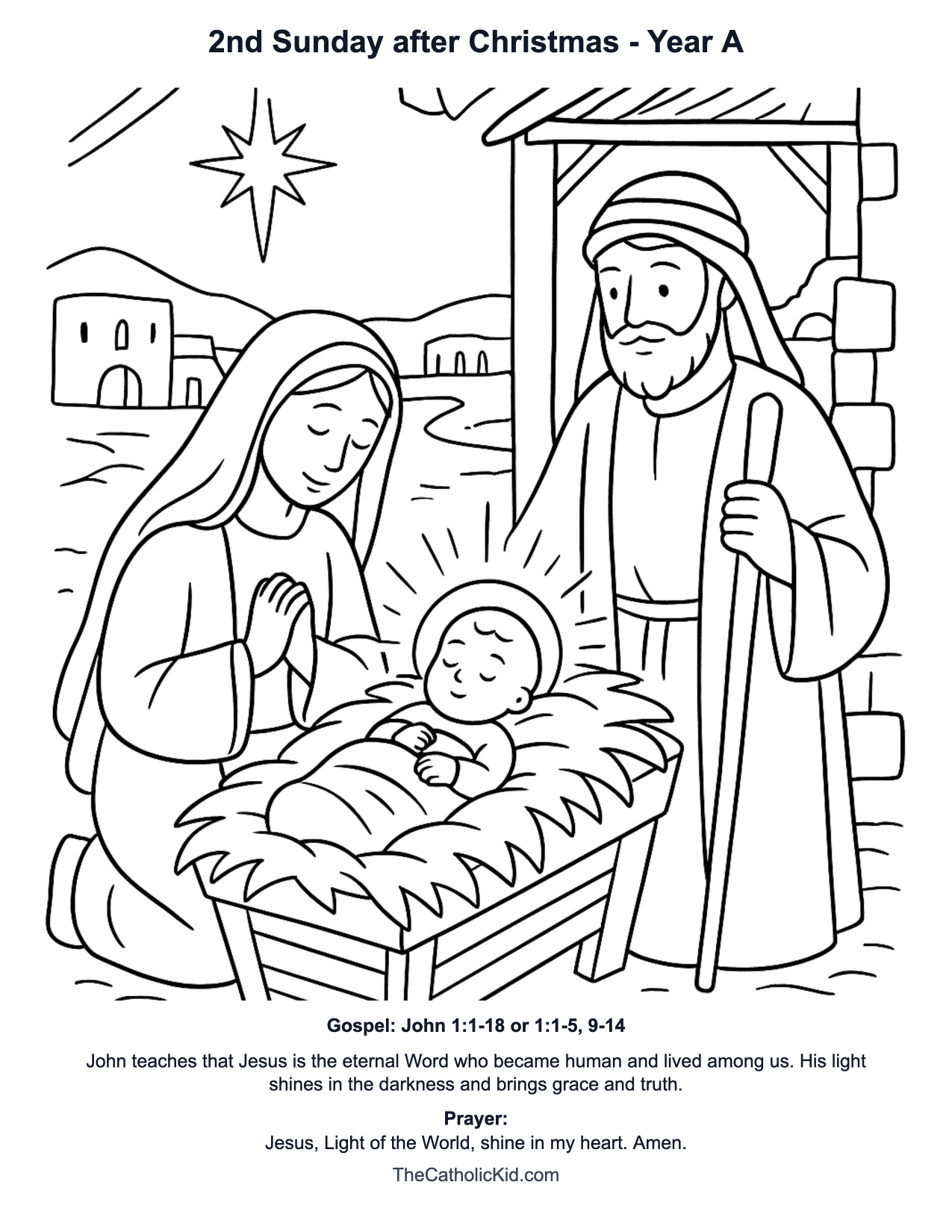 2nd Sunday after Christmas Year A Catholic Lectionary Coloring Page based on John 1:1-18