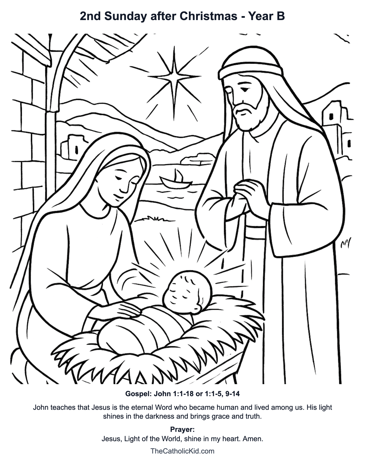 2nd Sunday after Christmas Year B Catholic Lectionary Coloring Page based on John 1:1-18
