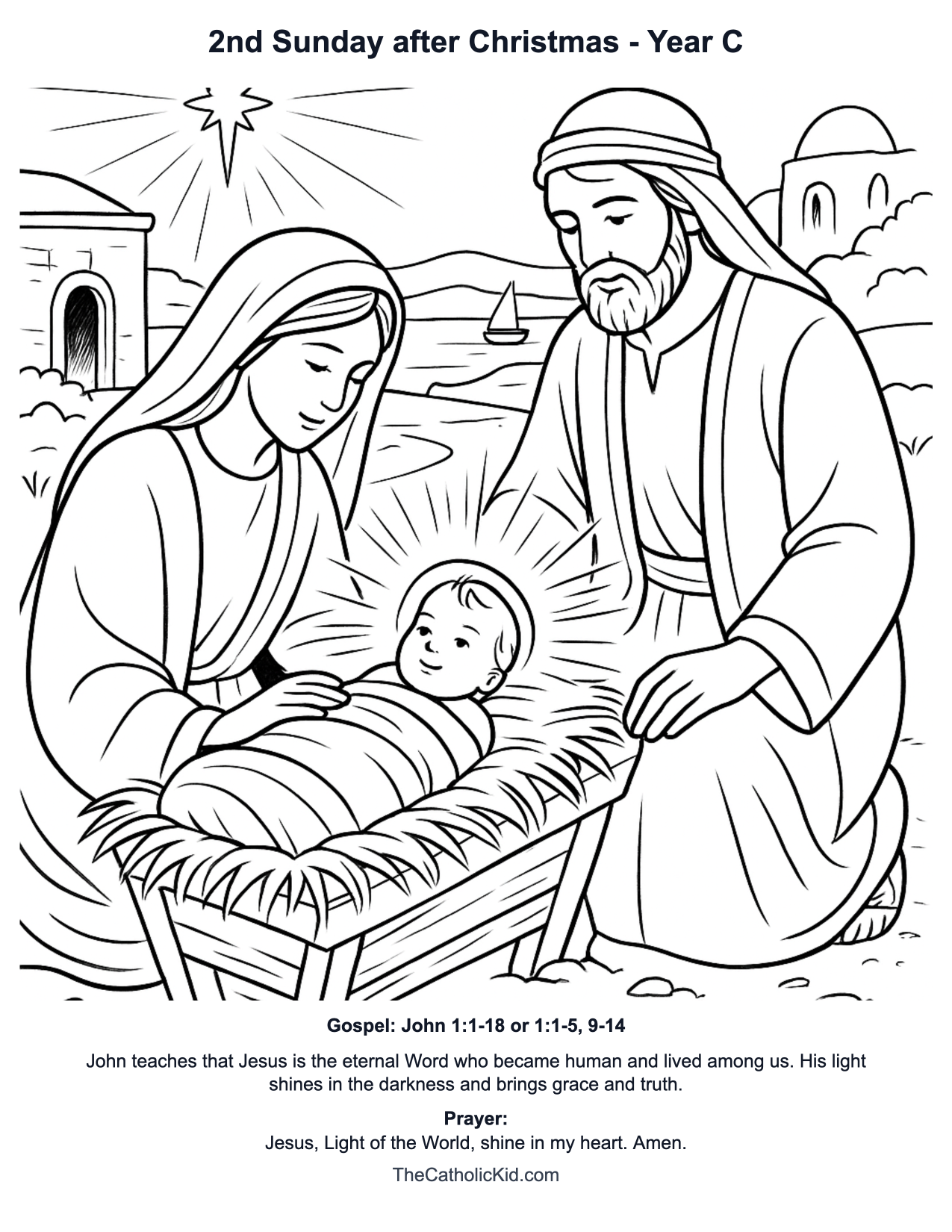 2nd Sunday after Christmas Year C Catholic Lectionary Coloring Page based on John 1:1-18