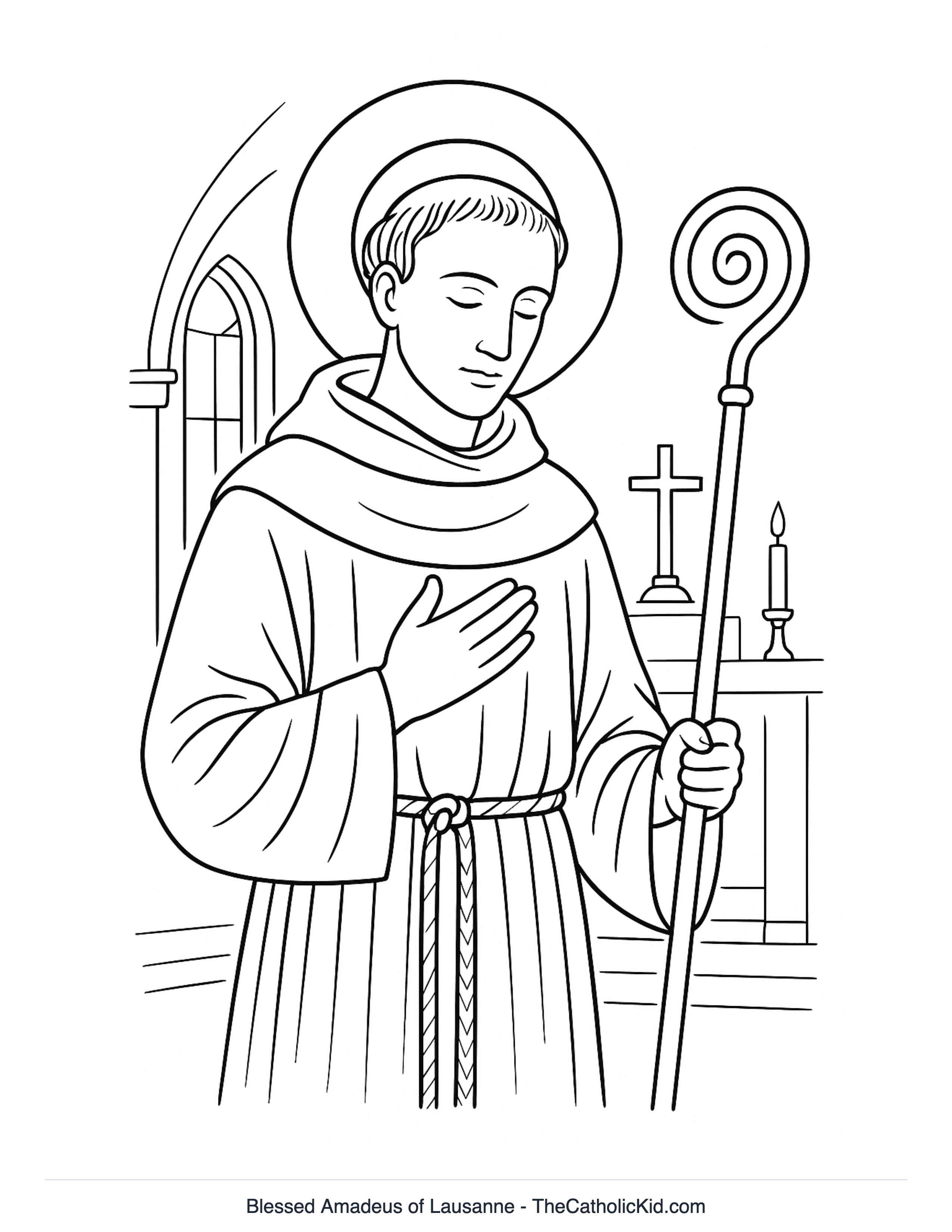 Blessed Amadeus of Lausanne Coloring Page - TheCatholicKid.com