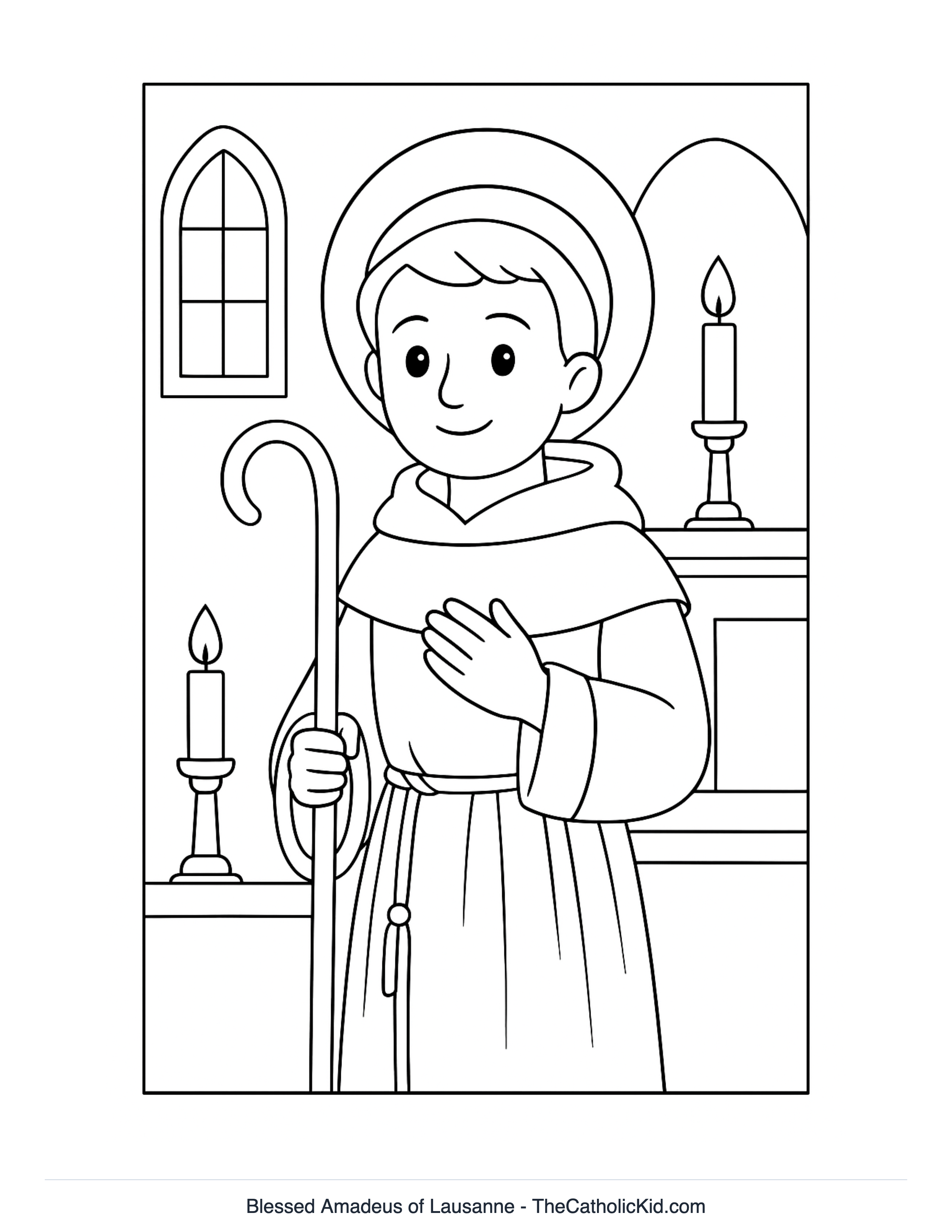 Blessed Amadeus of Lausanne Coloring Page - TheCatholicKid.com