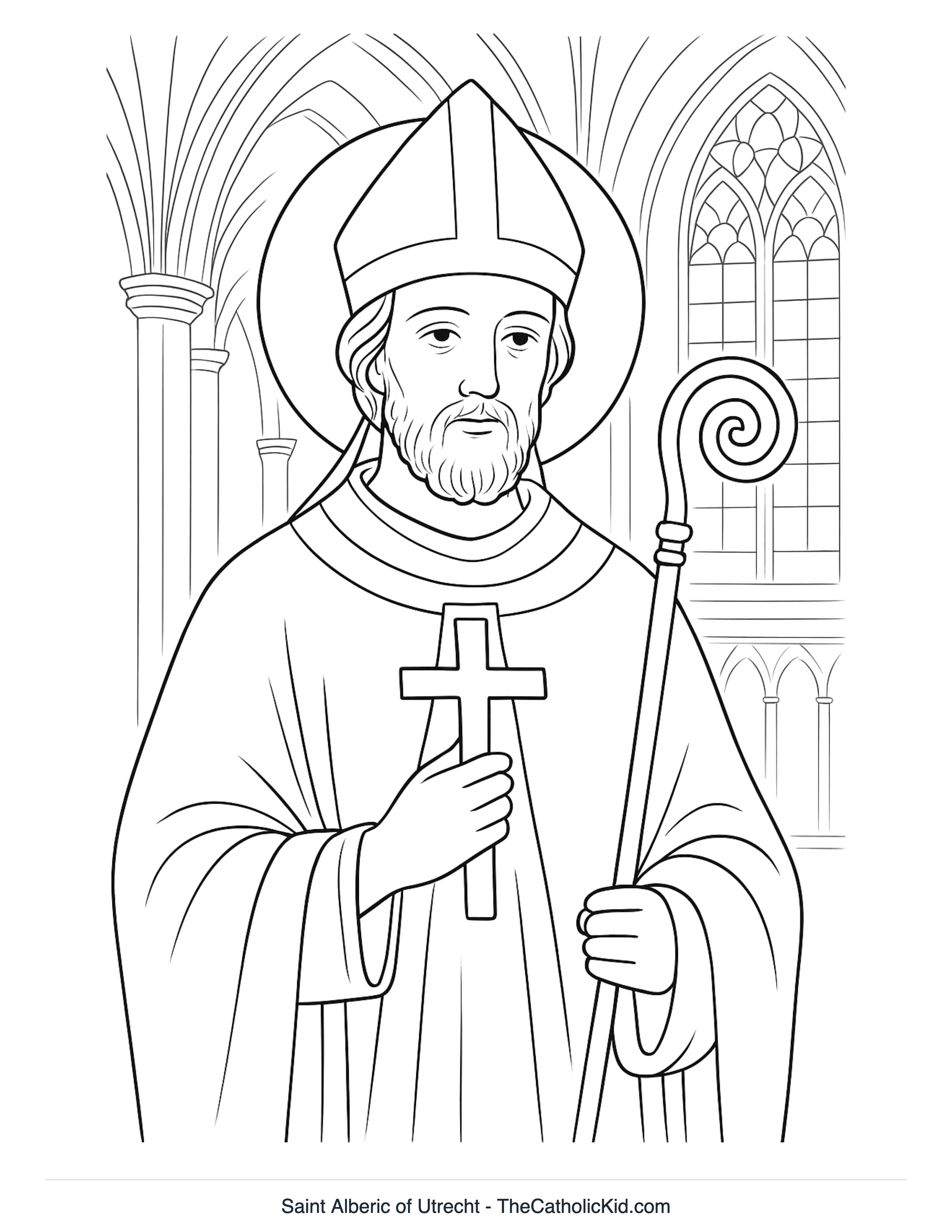Saint Alberic of Utrecht coloring page.