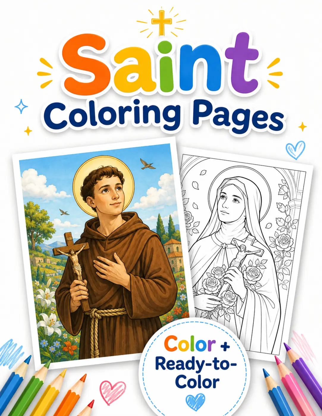 Saint Coloring Page Creative Path in The Catholic Kid AI Studio